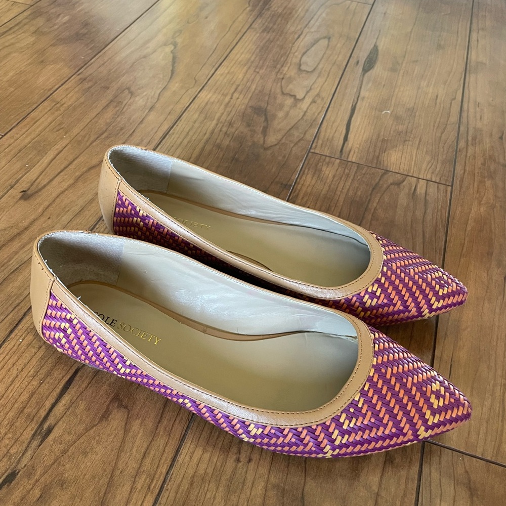 Sole Society Pink Tan Woven Pointed Flat